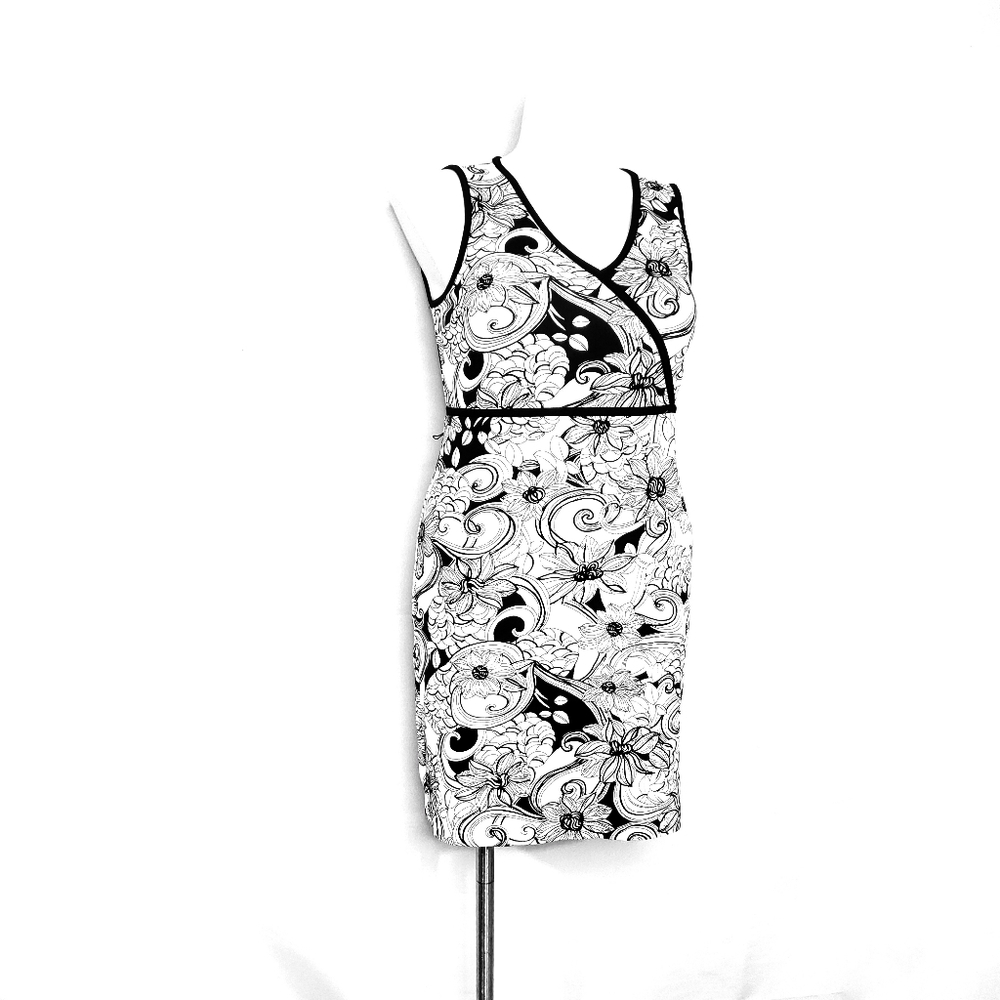 Talbots Black and White Floral Dress Size 8P